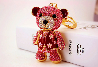 Rhinestone Teddy Bear Keychain | Cute Teddy Bear Keyholder | Jeweled Keychain