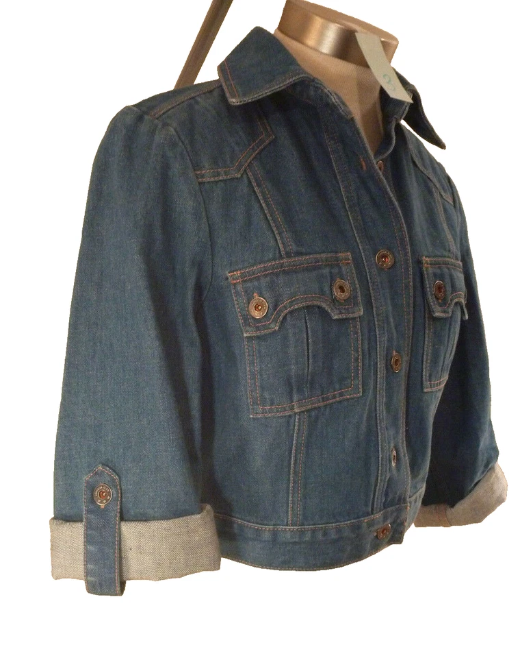 Chaqueta Vaquera Trucker Mujer S Denim Recortada Vintage Bolsillo Años 90 Corta Azul Foto 2 de 4