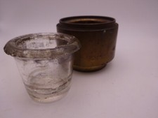 Antique brass inkwell with glass liner
