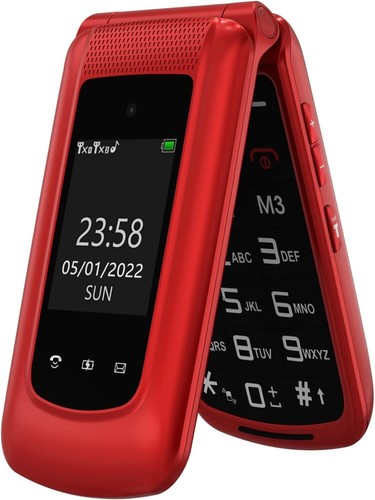 Senior Flip Mobile Phone Big Buttons Dual Color Display SOS Button - Unlocked - 第 1/9 張圖片