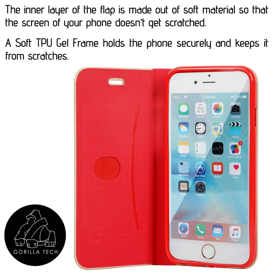 Gorilla Tech Ultra Slim Book Magnetic Flip Cover Leather Case for iPhone Galaxy - Image 2 of 4