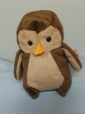 TY Beanie Babies 1995 HOOT THE OWL 5" Bean Bag STUFFED ANIMAL Toy