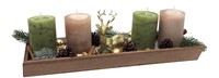 Adventsgesteck Weihnachten Deko Tablett Holz Hirsch Gold Kerze GrüN Beige 40Cm