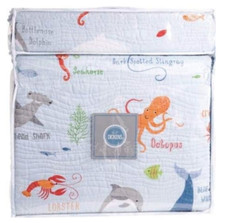 LIL DICKENS Twin Size Ocean Life Quilt Set set includes sham octopus shark