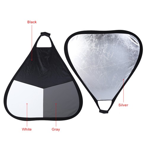 Phot-R 3-in-1 56cm Handheld Collapsible Triangle Studio Light Flash Reflector - Picture 3 of 5
