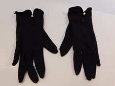 LORD  TAYLOR LADIES BLACK POLYESTER / COTTON DRESS GLOVES UNLINED SIZE 6.5