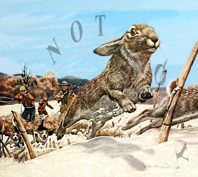 Old Rabbit Hunting Posters ANTIQUE REPRO PHOTO PRINT MAGAZINE COVER ART COTTONTAIL RABBIT HUNTING ...