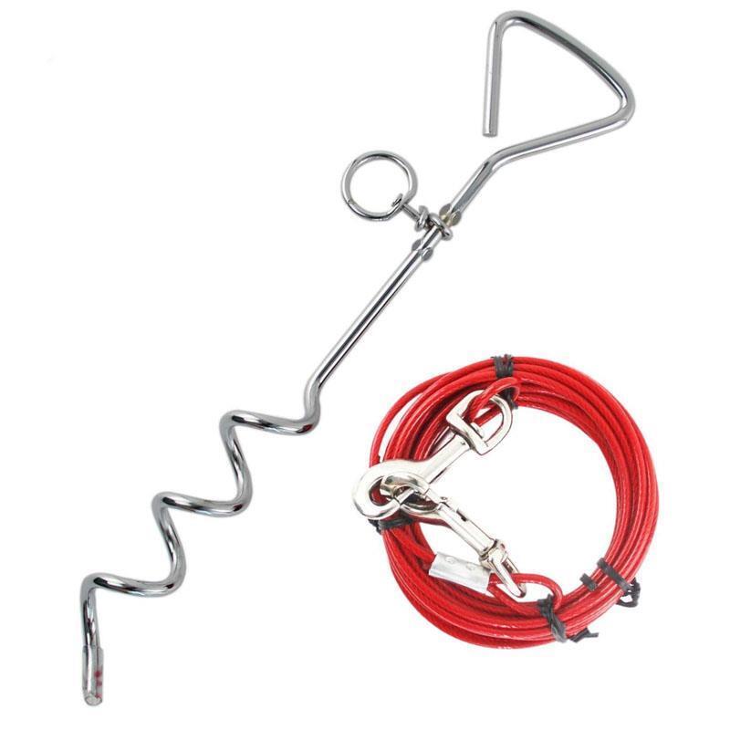 Heavy Duty 3m Dog Tether Anchor Ground Stake with 3M Galvanised Steel Leash