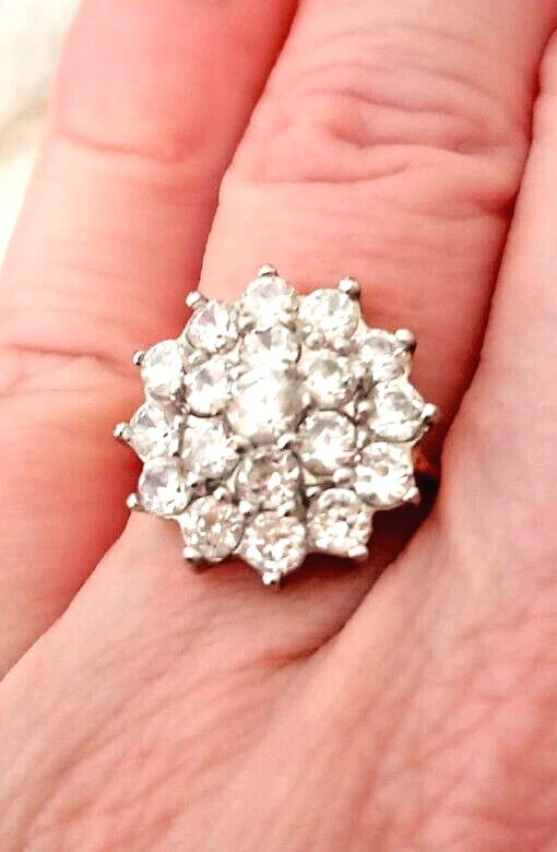 Bellissimo ANELLO ARGENTO STERLING 925/°° e 19 brillanti zirconi bianchi pl oro - Immagine 4 di 4