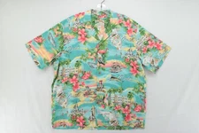 Paradise Found Florida Map Beachy Camp Shirt Short Sleeve Multicolor Men's Large