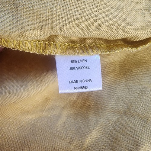 For Cynthia Yellow Linen Blend Shift Dress Embroidered Floral - Picture 10 of 15