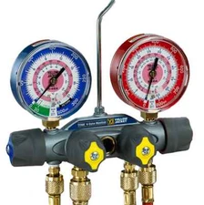 Yellow Jacket 49974 4-Valve TITAN Test/Charging Manifold, Gauges