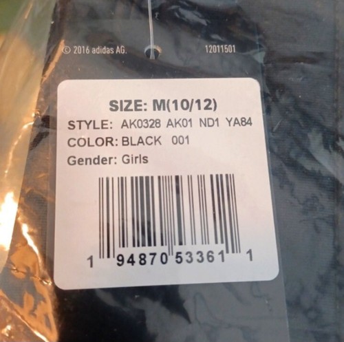 Adidas 3 Stripe Leggings for Girls,Large(14)Black 3 Stripes Retails $40 - Picture 4 of 5