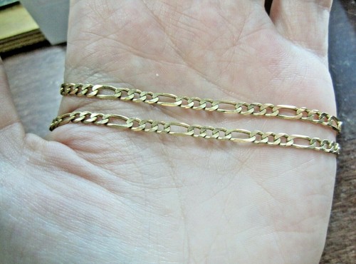 L@@K Solid 14K Yellow GOLD Figaro CHAIN NECKLACE 18.25" MEN - Picture 4 of 12