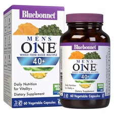Bluebonnet One Mens One 40+ Whole Food-Based Multiple 60 Vegetable Caps, Non GMO