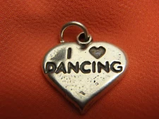 ESTATE I LOVE DANCING STERLING SILVER HEART CHARM SIGNED SJC ~ Lot 6