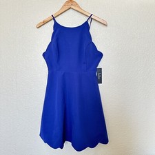 Lulus Play on Curves Royal Blue Backless Dress NWT Large Short Scalloped Edge