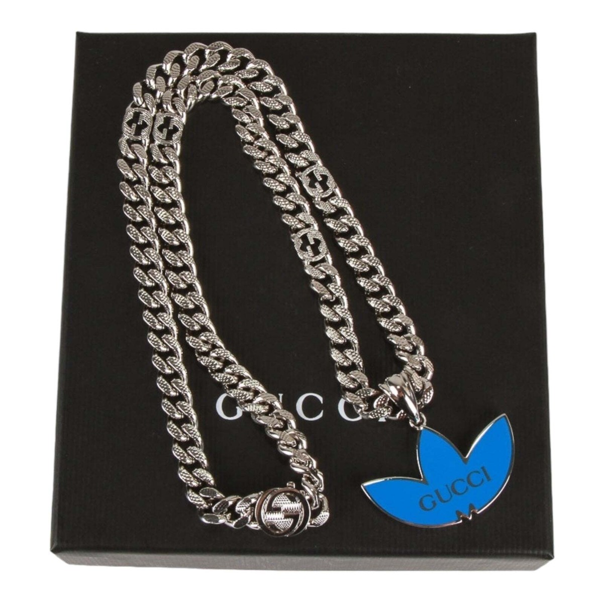 Adidas x Gucci gourmette necklace with Trefoil pendant in