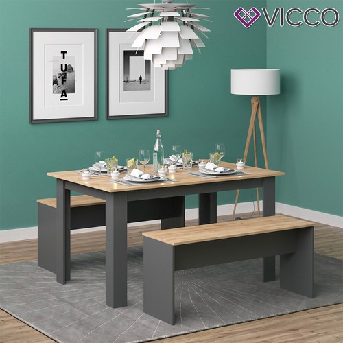 Tischgruppe Sitzgruppe Esszimmer Sentio Esstisch Küche Tisch Anthrazit Vicco - Bild 4 von 8
