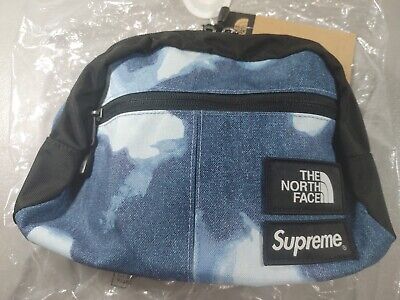 Supreme The North Face Bleached Denim Print Shoulder Bag Indigo