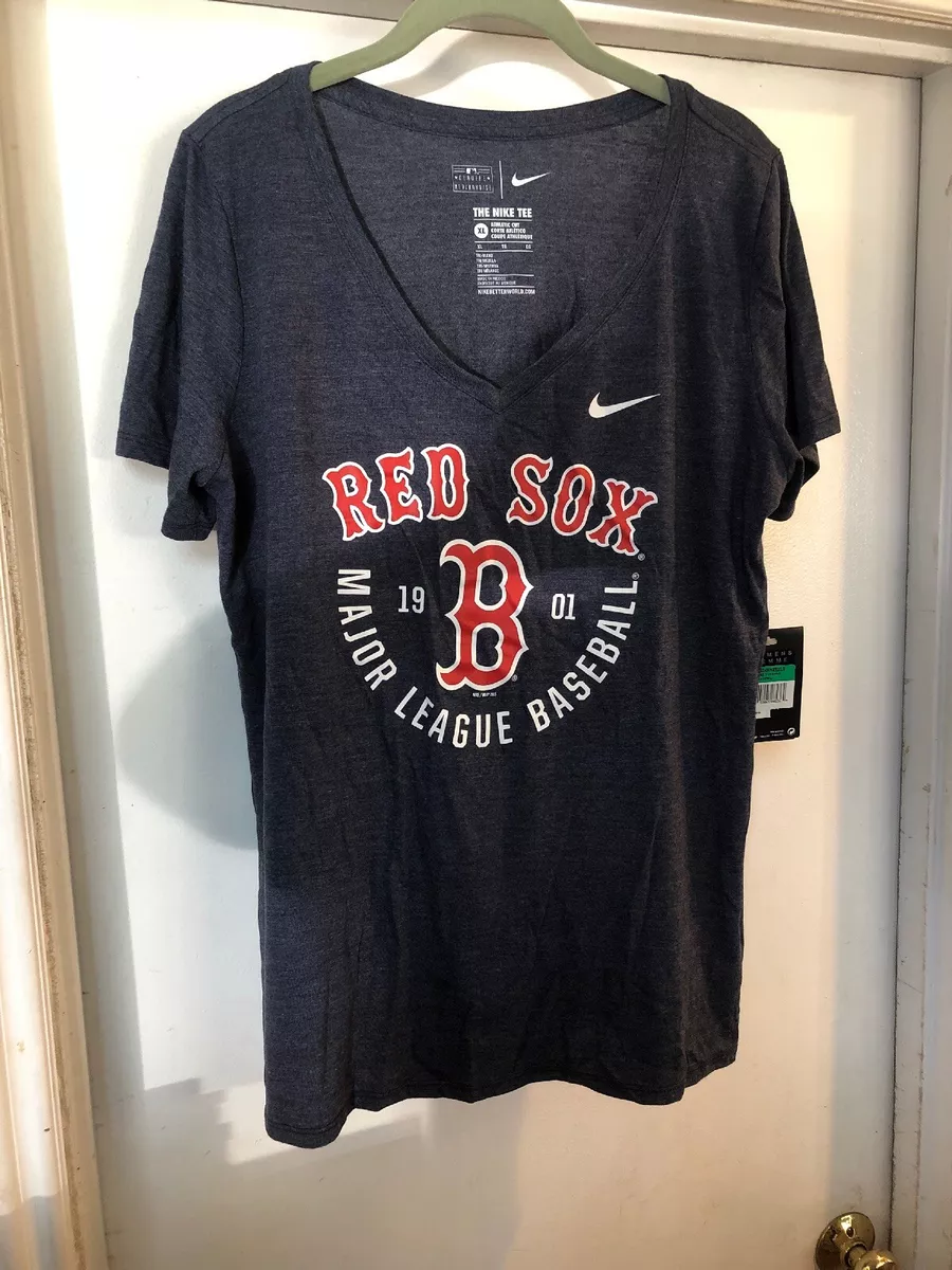 NWT Women's Boston Red Sox V Neck Nike Tee T Shirt Sz Large Dri-Fit #17