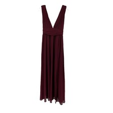 Lulus Burgundy Heavenly Hues Maxi Dress Gown Bridesmaid V Neck Slit Evening Wear