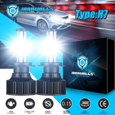 6-Side H7 LED Headlight Bulbs Low Beam Kit For Volkswagen Audi BMW Mercedes-Benz
