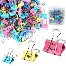 80 Pcs Cute Smiling Binder Paper Clips Colored Metal Clamps for Office Files
