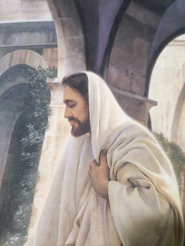 HOME INTERIORS GREG OLSEN "IN HIS CONSTANT CARE" WOOD FRAMED ART PRINT~ 23x19 - Picture 3 of 10