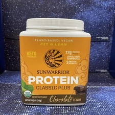 Sunwarrior Protein Classic, Plant-Based & Keto Chocolate Flavor 13.2 Oz Exp Read