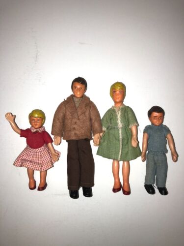 Maison de poupée posable vintage années 1960 famille avec de nombreux accessoires - Photo 1 sur 7