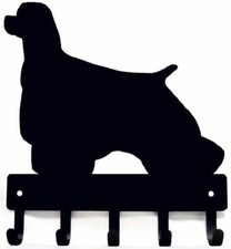 Cocker Spaniel Key Rack/ Dog Leash Hanger with 5 hooks - Small 6in -Made in USA