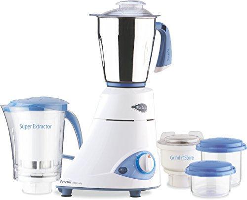 Preethi Blue Leaf Platinum 550 Watts 3 Jar Indian Mixer Grinder