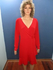 plus size 2X red slinky stretchy half wrap tiered ruffle skirt dress COVINGTON