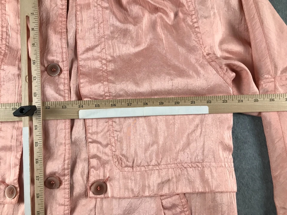 Vintage Cyclone Jacket Women's M Pink Floral Button Up Full Zip Overlay Flaps - Image 2 of 4