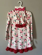 NWT Jumping Beans Christmas Girl's Nightgown Matching Doll Dress  Elf  Size 7