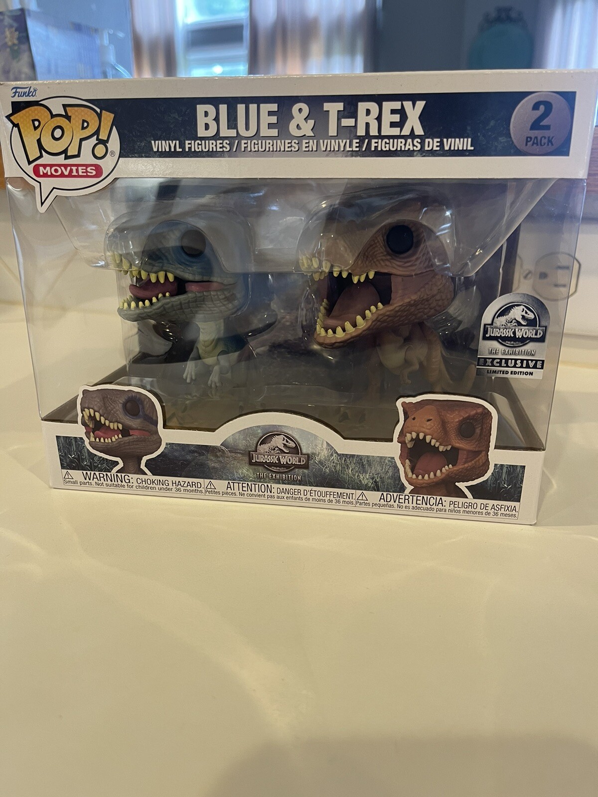 Funko Pop! Paquete de 2 Jurassic World The Exhibition EXCLUSIVO Azul y T-Rex