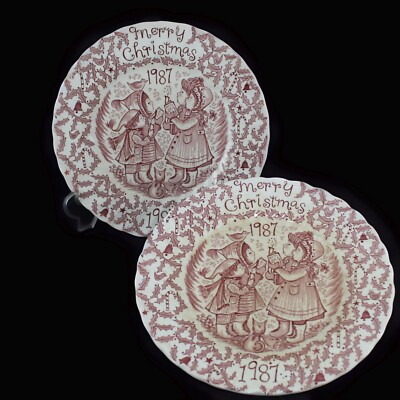 2 Teller Porzellan Staffordshire Vintage Myott Meakin Weihnachten 1987