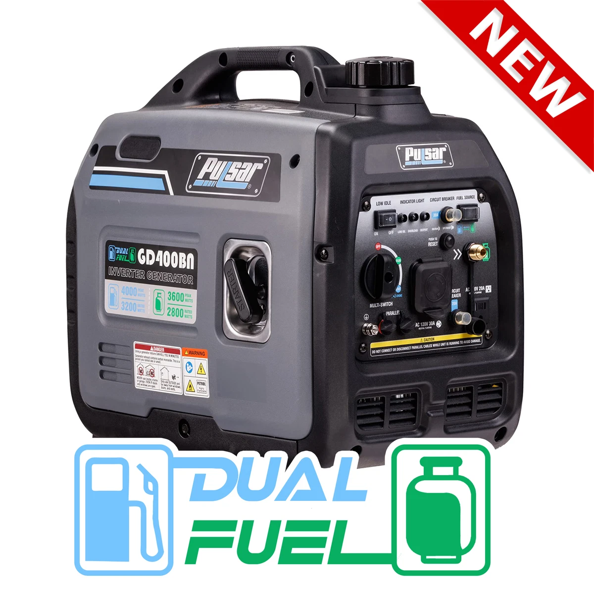 Pulsar 4000Watt Super Quiet Gas Powered Inverter Generator, 60 OFF