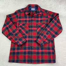 Vtg Pendleton Men M Wool Red Authentic Boyd Tartan Flannel Board Shirt USA Made