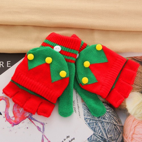 Christmas Style Half Finger Gloves Santa Claus Pattern Gloves Keep  Soft Warm - Bild 14 von 22