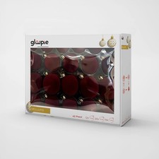 GLOUPIE Box 42 Palline Per Albero Di Natale In Velluto Bordeaux,Infrangibili,3 M