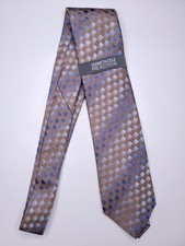 Kenneth Cole Reaction Mens Formal Necktie 58"Lx3.5"W Brown/Blue Neck Tie NWT