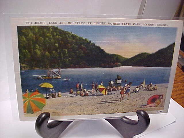Marion, VA Virginia / Hungry Mother State Park /Beach, Lake @MTnS Linen Postcard