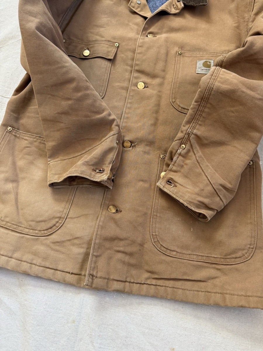 Vintage 80's Carhartt Michigan Chore Coat Made in USA Lined Size