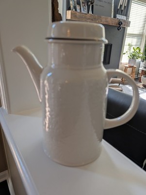 Classic White Royal Doulton TING  6 Cup Coffee Pot / Teapot Black Rim Carafe