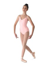 Mirella Women's Microlux Princess Seam V-Front Camisole Dance Leotard,Pink,Small