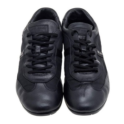 Prada Sport Black Leather And Nylon Low Top Sneakers Size 44 | eBay