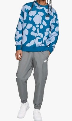 Nike Men's Sportswear Essentials Tie Dye Crew Sweatshirt Light Marine Medium New