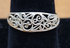 Intricate Rope Swirl Sterling Silver Ring Open Scroll Work Filigree Band Size 9